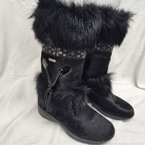 Tecnica Skandia Women's 7.5 Black Fur Ski Boots EUC! Made in Italy